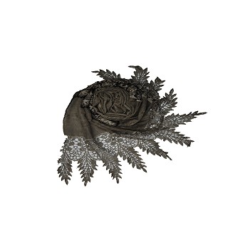 Moti and diamond studded hijab designed with black stripes - Brownish brown